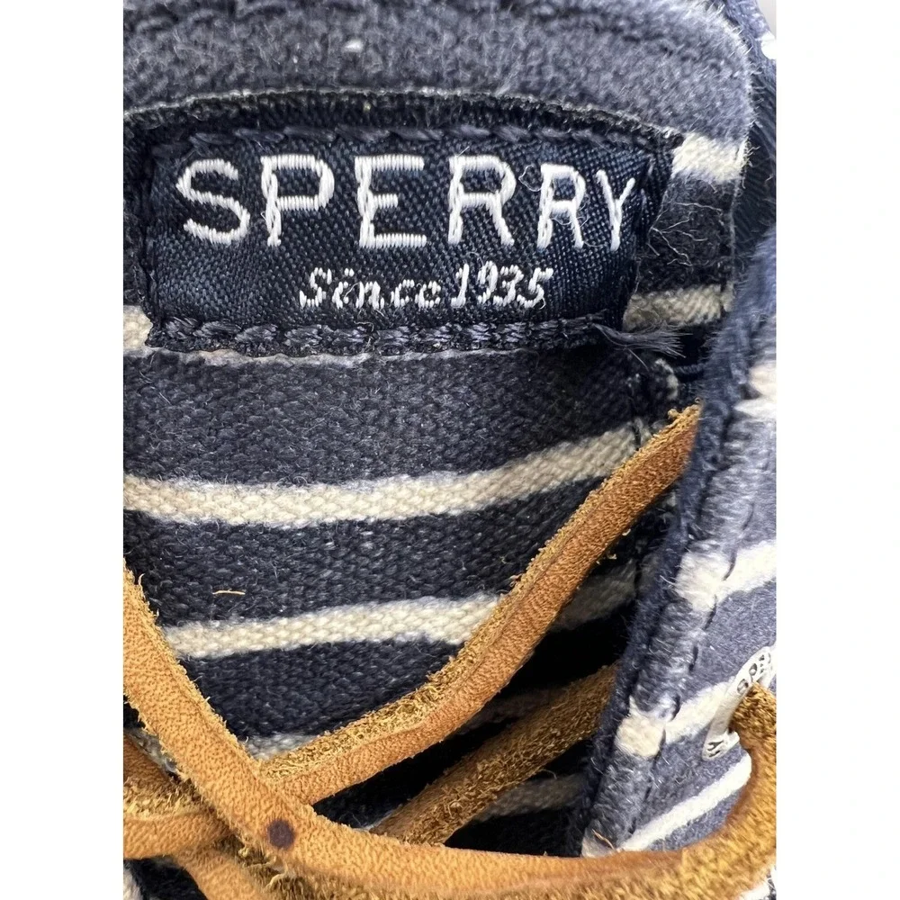 Sperry Womens 9.5 Top-Sider Boat Shoes Blue White Stripe Deck Flats Coastal